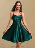 Ellie A-line Cowl Short Stretch Satin Homecoming Dress STIP0025664