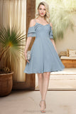 Hazel A-line Cold Shoulder V-Neck Knee-Length Chiffon Homecoming Dress With Cascading Ruffles STIP0020578