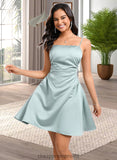 Alaina A-line Straight Short Satin Homecoming Dress STIP0025643