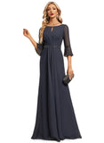 Lily Trumpet/Mermaid Scoop Floor-Length Chiffon Evening Dress With Beading Pleated Sequins STIP0020859