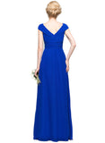 Scarlet A-line Asymmetrical Floor-Length Chiffon Evening Dress With Pleated STIP0020961