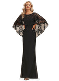 Audrey Sheath/Column Scoop Illusion Floor-Length Chiffon Lace Evening Dress With Sequins STIP0020938