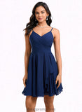 Gisselle A-line V-Neck Short Chiffon Homecoming Dress STIP0025641