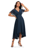 Cora A-line V-Neck Asymmetrical Chiffon Cocktail Dress STIP0020801