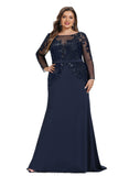 Hailey Trumpet/Mermaid Boat Neck Illusion Sweep Train Lace Jersey Evening Dress With Sequins STIP0020925