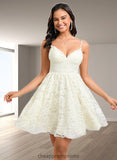 Kali A-line V-Neck Short Lace Homecoming Dress STIP0025708