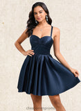 Roselyn A-line Sweetheart Short Satin Homecoming Dress With Pleated STIP0025673