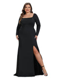 Zaria Sheath/Column Square Sweep Train Jersey Evening Dress STIP0020954