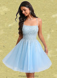 Helga A-line Scoop Short Tulle Sequin Homecoming Dress With Sequins Beading STIP0025706