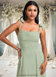 Penny A-line Cowl Floor-Length Chiffon Bridesmaid Dress With Bow STIP0025738