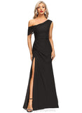 Genesis Sheath/Column Asymmetrical Floor-Length Chiffon Evening Dress With Pleated STIP0020865