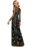 Jaden Sheath/Column Boat Neck Illusion Floor-Length Lace Evening Dress STIP0020796