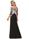 Braelyn Sheath/Column Boat Neck Floor-Length Chiffon Lace Evening Dress With Sequins STIP0020784