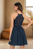 Mariyah A-line V-Neck Short/Mini Chiffon Lace Homecoming Dress STIP0020502