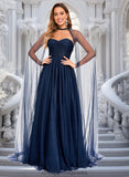 Diya Ball-Gown/Princess Sweetheart Sweep Train Tulle Prom Dresses With Beading Sequins STIP0025848