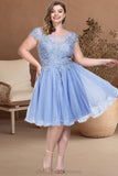 Harper A-line Scoop Short/Mini Tulle Homecoming Dress With Beading Appliques Lace STIP0020547