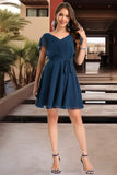 Melissa A-line V-Neck Short/Mini Chiffon Homecoming Dress STIP0020464