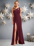 Giselle A-line One Shoulder Floor-Length Chiffon Bridesmaid Dress STIP0025756