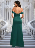 Toni Trumpet/Mermaid Off the Shoulder Square Floor-Length Satin Prom Dresses With Ruffle STIP0025883