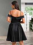 Leslie A-line Off the Shoulder Short Satin Homecoming Dress STIP0025704