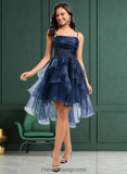 Lyla Ball-Gown/Princess Straight Asymmetrical Organza Homecoming Dress With Sequins Appliques Lace STIP0025652