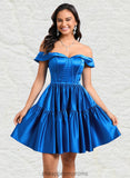 Zion Ball-Gown/Princess Off the Shoulder Short Satin Homecoming Dress STIP0025680