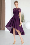 Alexia A-line Scoop Asymmetrical Chiffon Lace Homecoming Dress STIP0020587