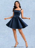 Kaylen A-line Straight Short Satin Homecoming Dress With Bow STIP0025639