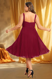 Jackie A-line Square Knee-Length Chiffon Homecoming Dress With Pleated STIP0020530