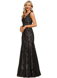 Aria Trumpet/Mermaid V-Neck Floor-Length Chiffon Sequin Evening Dress STIP0020862