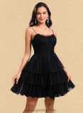 Laila Ball-Gown/Princess Scoop Short Tulle Homecoming Dress With Pleated Ruffle STIP0025648