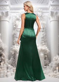 Ryan Trumpet/Mermaid V-Neck Floor-Length Stretch Satin Bridesmaid Dress STIP0025812