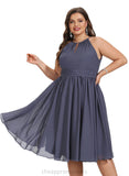 Hadassah A-line Scoop Chiffon Cocktail Dress With Ruffle STIP0020858