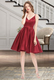 Carlee A-line V-Neck Short/Mini Satin Homecoming Dress STIP0020542