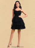 Laila Ball-Gown/Princess Scoop Short Tulle Homecoming Dress With Pleated Ruffle STIP0025648