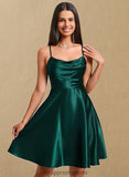 Ellie A-line Cowl Short Stretch Satin Homecoming Dress STIP0025664