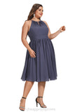 Hadassah A-line Scoop Chiffon Cocktail Dress With Ruffle STIP0020858