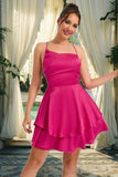 Jamya A-line Asymmetrical Short/Mini Silky Satin Homecoming Dress STIP0020481