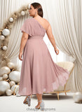 Dakota A-line One Shoulder Asymmetrical Chiffon Bridesmaid Dress With Ruffle STIP0025819