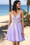 Georgia A-line V-Neck Short/Mini Lace Tulle Homecoming Dress With Beading STIP0020501