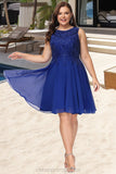 Aurora A-line Scoop Short/Mini Chiffon Homecoming Dress With Beading STIP0020574