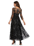 Fernanda A-line V-Neck Ankle-Length Lace Sequin Cocktail Dress STIP0020829