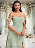 Penny A-line Cowl Floor-Length Chiffon Bridesmaid Dress With Bow STIP0025738