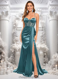 Kyla Trumpet/Mermaid Sweetheart Sweep Train Stretch Satin Prom Dresses STIP0025836