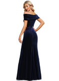 Roberta Sheath/Column Off the Shoulder Floor-Length Velvet Evening Dress STIP0020854