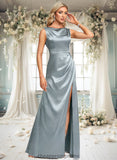 Iris A-line Scoop Cowl Floor-Length Stretch Satin Prom Dresses STIP0025878