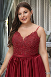 Lesley A-line V-Neck Short/Mini Lace Satin Homecoming Dress With Beading STIP0020554