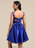 Gill A-line Square Short Satin Homecoming Dress With Bow STIP0025672