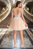 Adison A-line V-Neck Short/Mini Lace Tulle Homecoming Dress STIP0020469