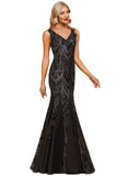 Aria Trumpet/Mermaid V-Neck Floor-Length Chiffon Sequin Evening Dress STIP0020862